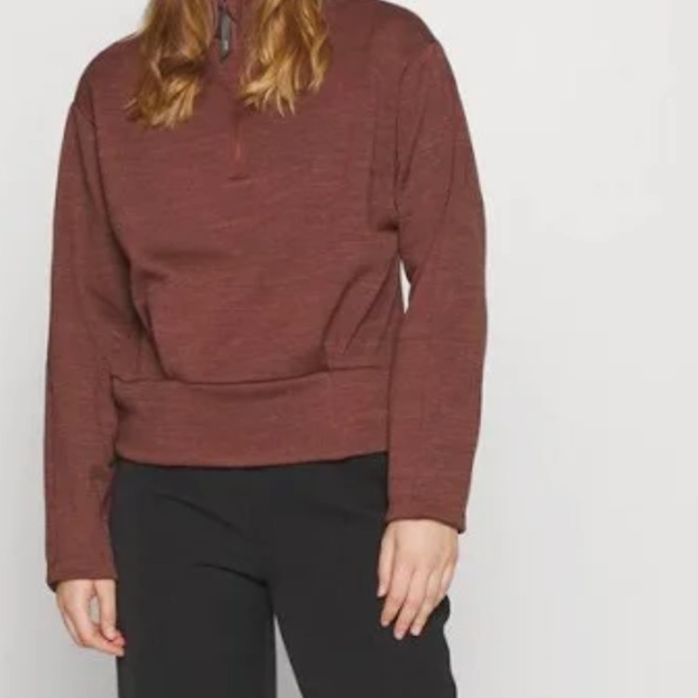 New Athleta Sweatshirt Brown Size S Altitude Polartec 1/2 Zip Fall Cozy